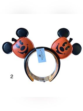 Disney Halloween Mickey Mouse Pumpkin Jack-O-Lantern Ears Headband NEW! 2